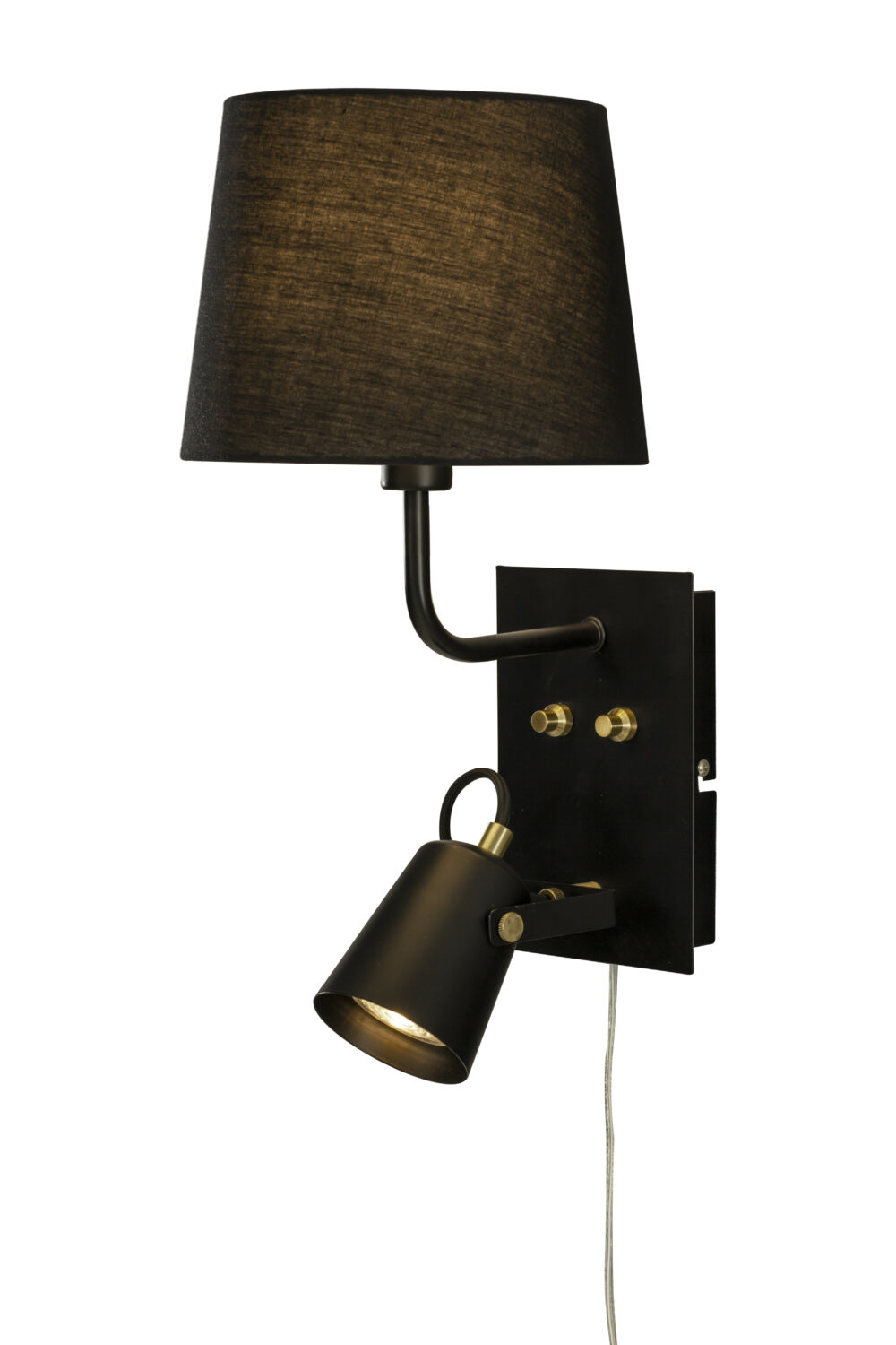 Metz Vägglampa Med Tygskärm, Svart/Matt Mässing - Aneta Ligh Aneta Lighting 10300-15-25 Lampbutik I Centrala Göteborg - Lighty