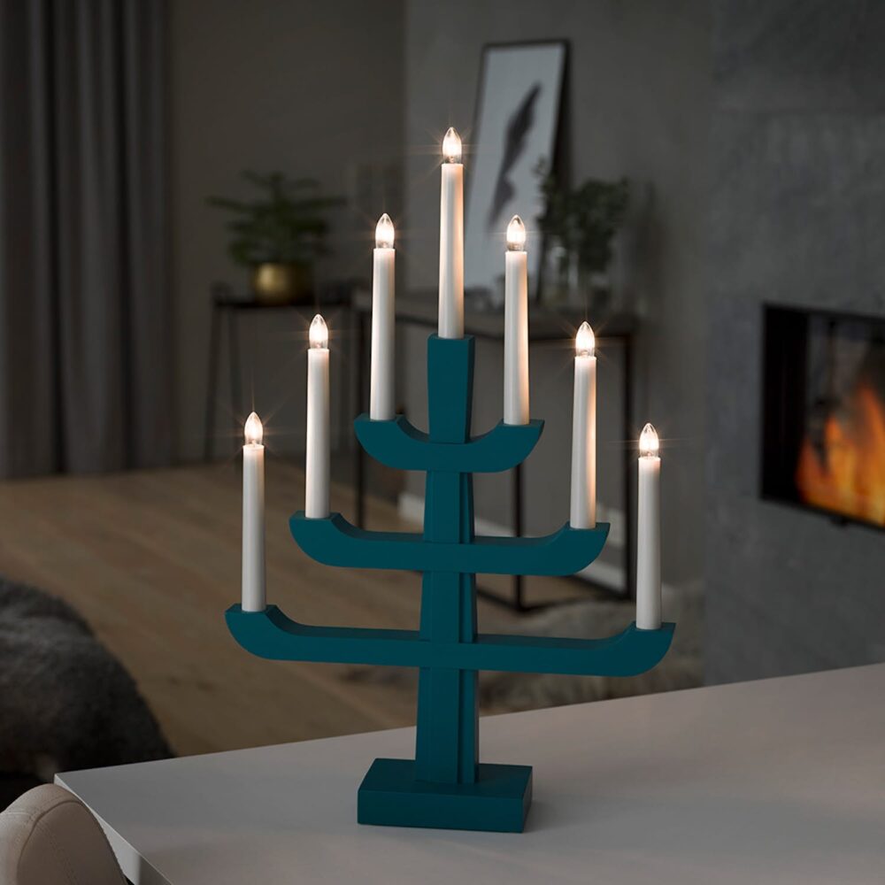 Adventsljusstake Blå 7L - Gnosjö Konstsmide 3586-490 Lampbutik I Centrala Göteborg - Lighty